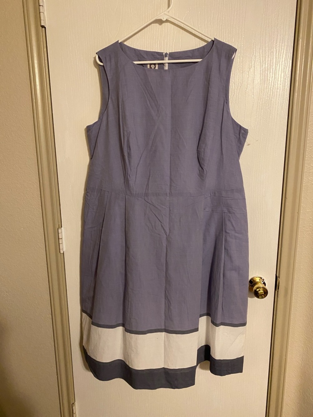 Anne Klein Lavender Sleeveless A-Line Dress with White & Dark Trim